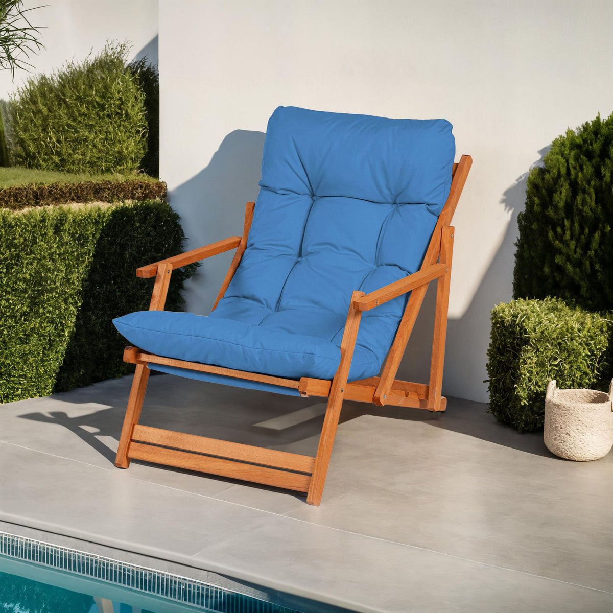 My008 Beech Wood Garden Chair in Blue and Natural – product image 1