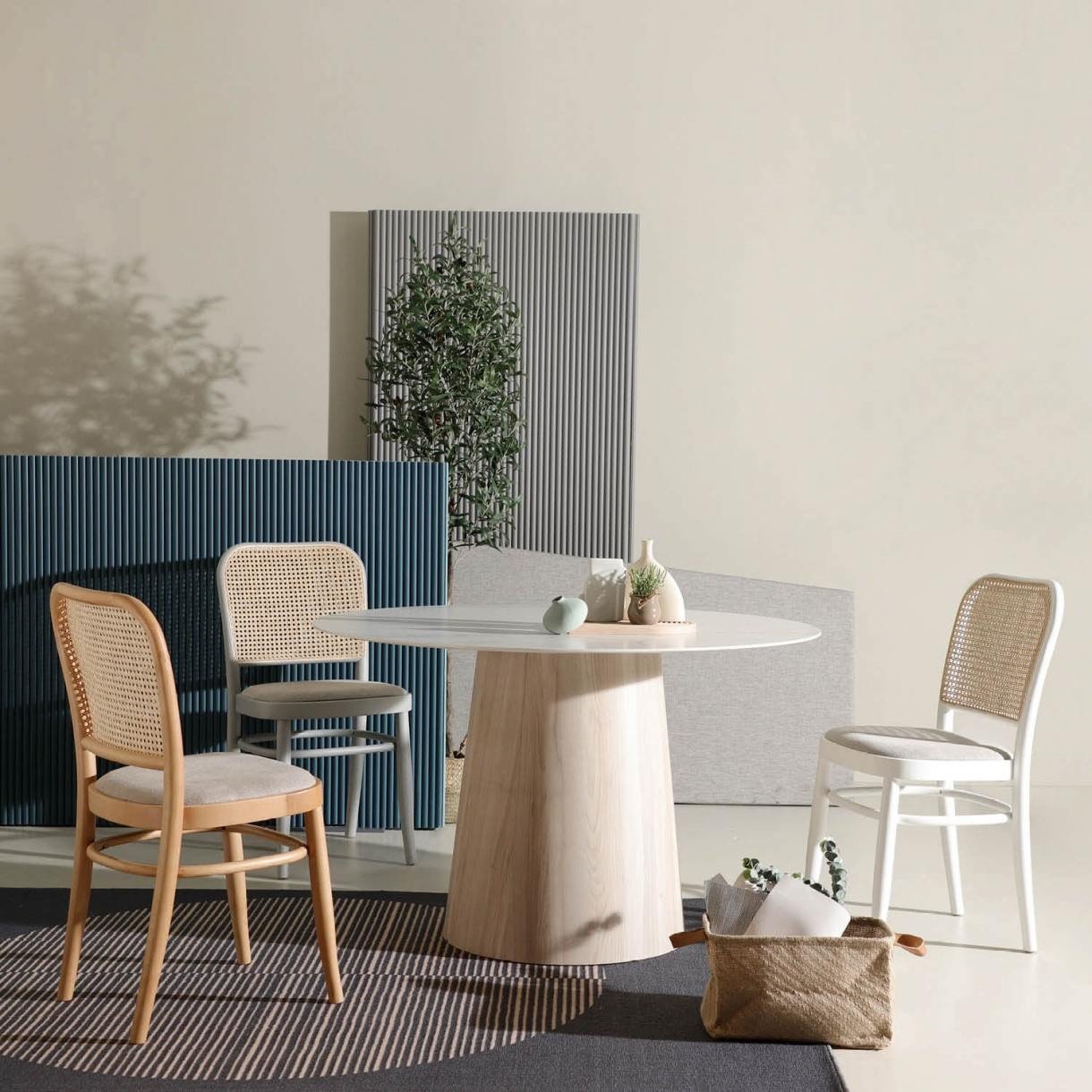 Wooden & Artificial Marble Round Table Massy