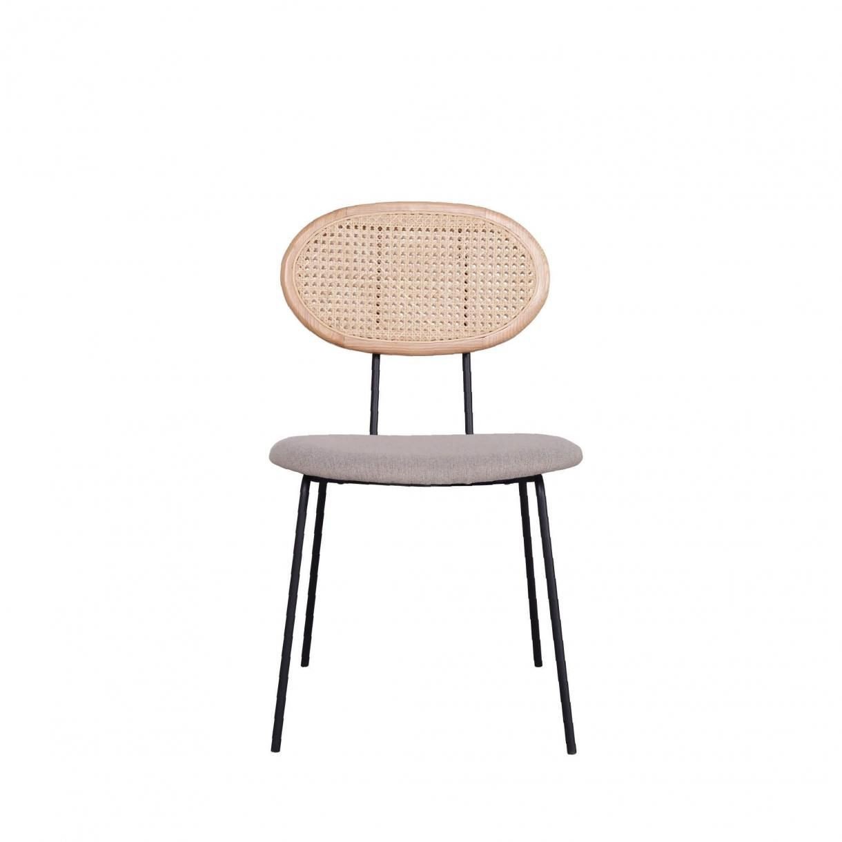 Chaise rétro velours et cannage Margaret