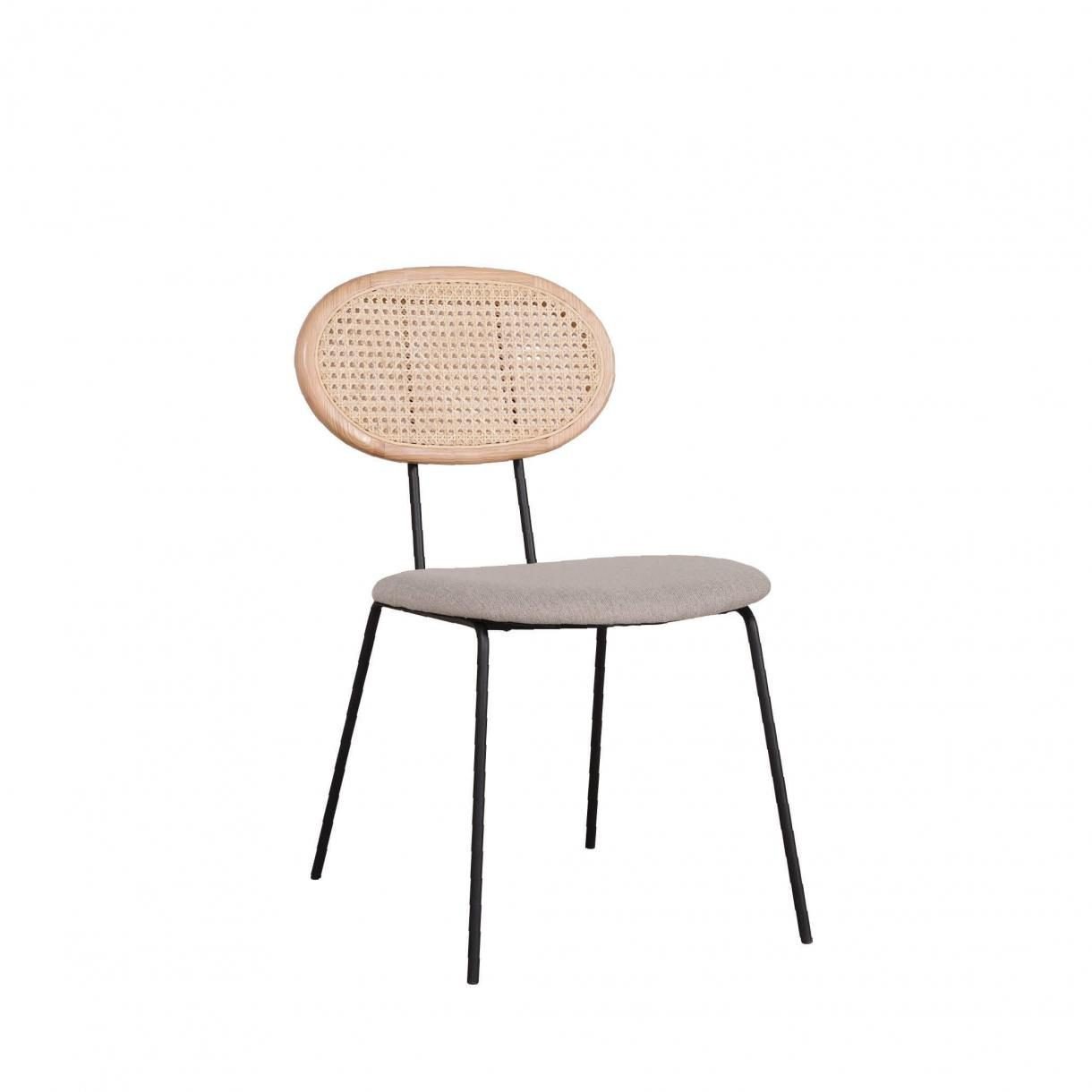 Chaise rétro velours et cannage Margaret