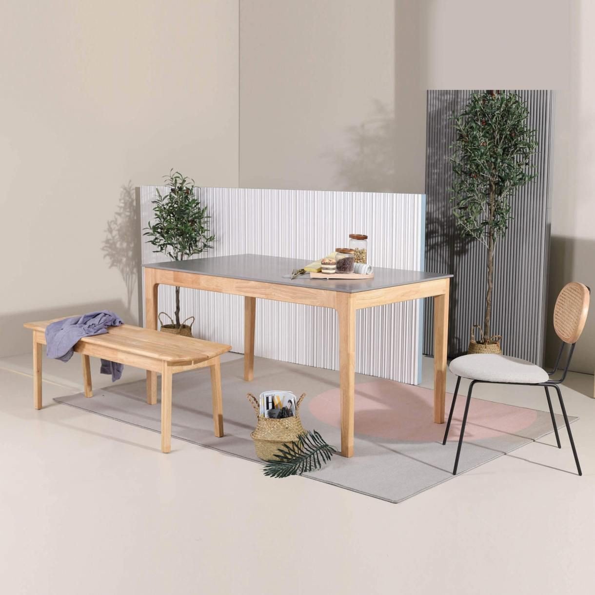 Chaise rétro velours et cannage Margaret