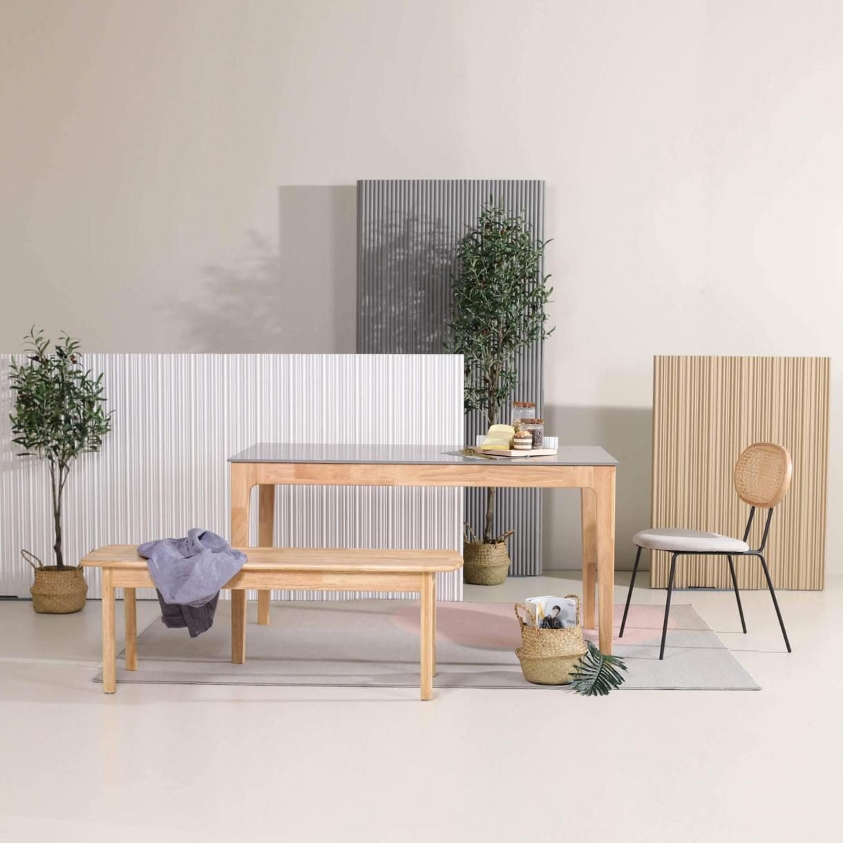 Chaise rétro velours et cannage Margaret