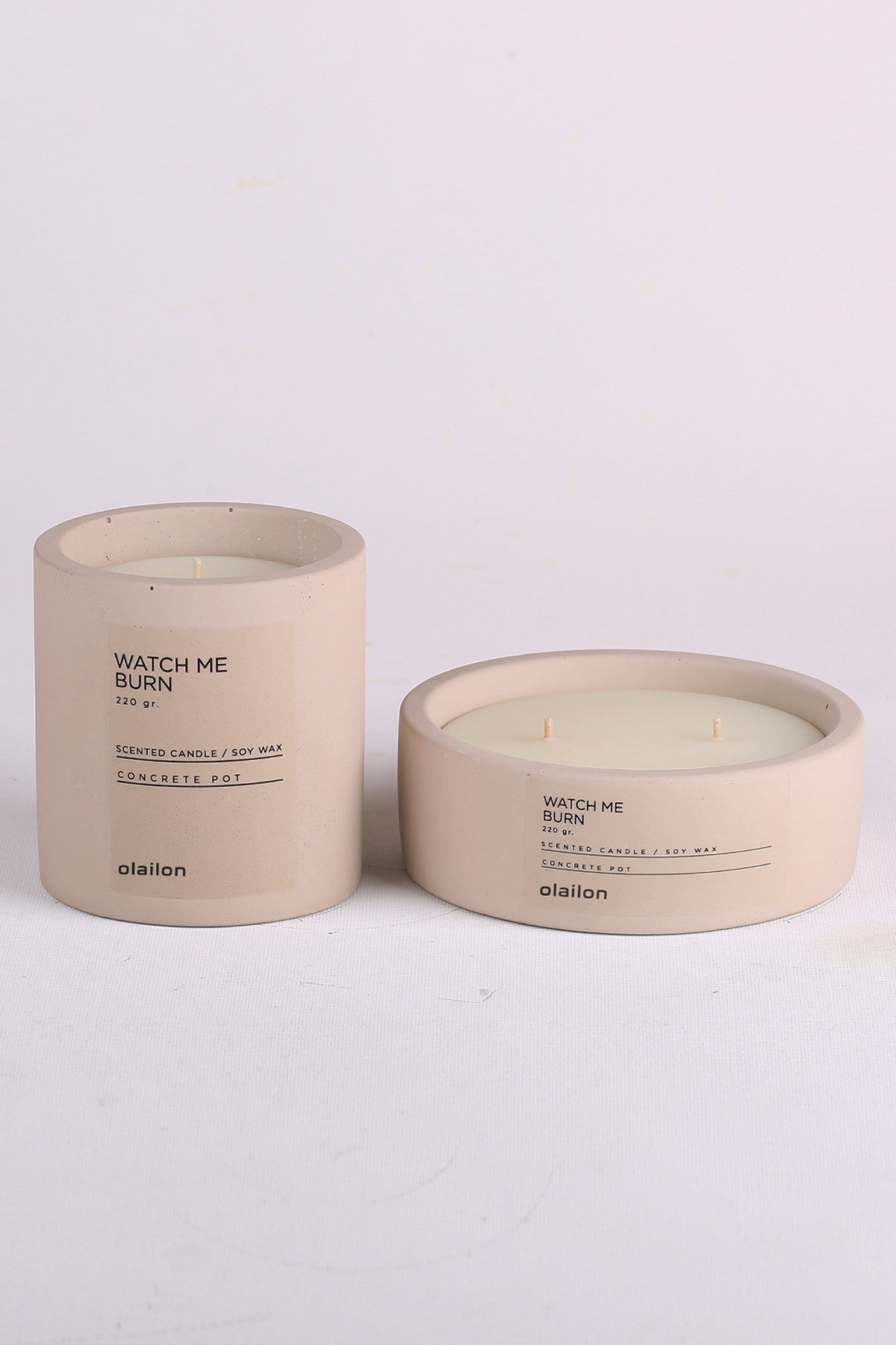 Candle Set of 2 CONCRETE | 665CST1201