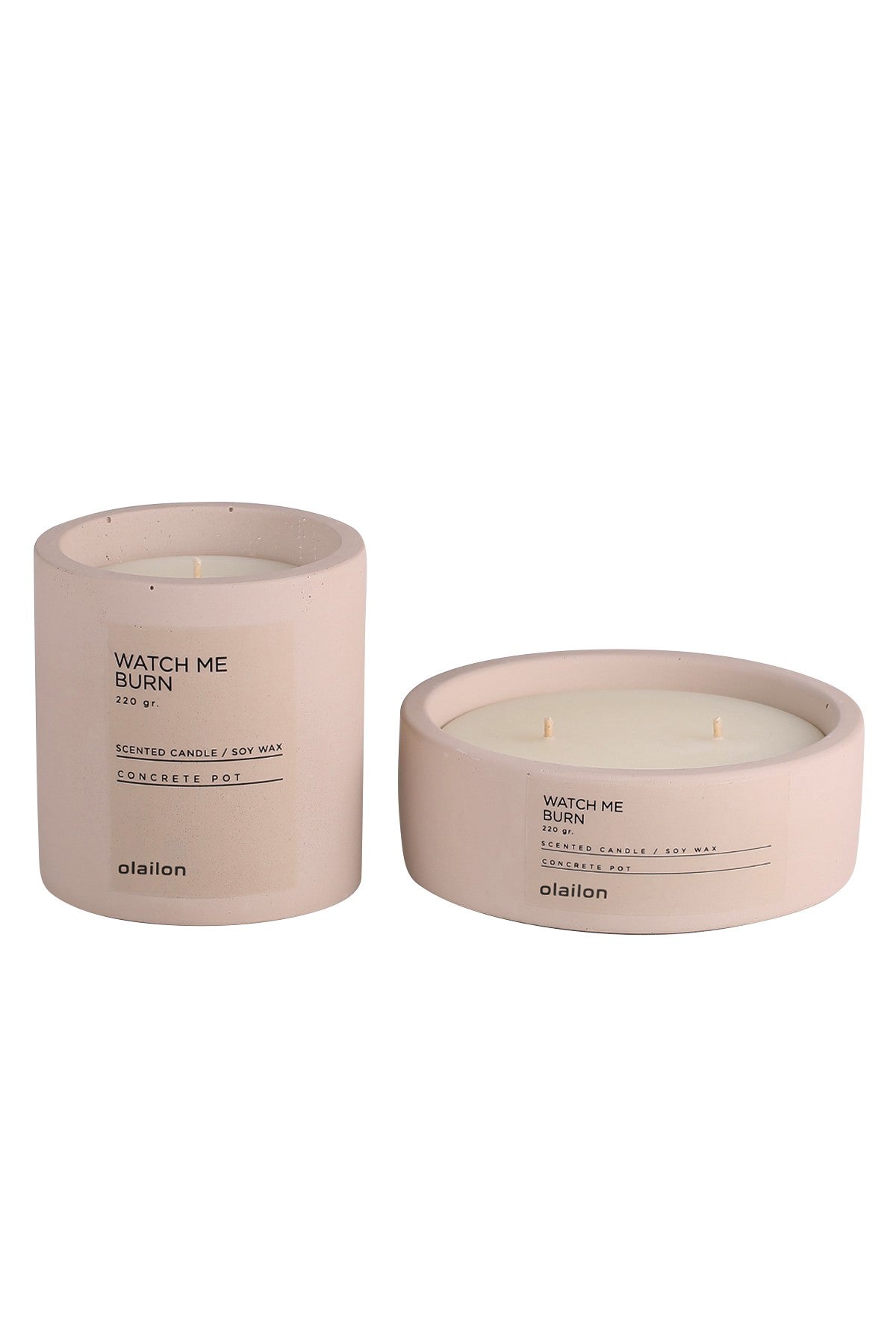 Candle Set of 2 CONCRETE | 665CST1201