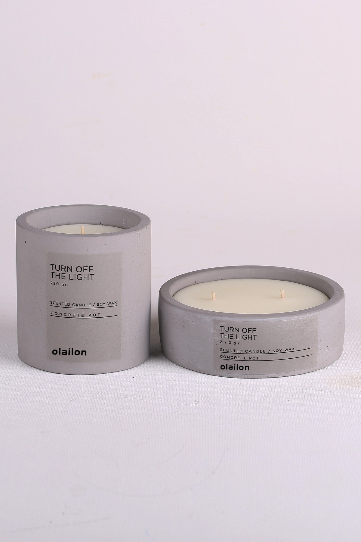 Candle Set of 2 CONCRETE | 665CST1202