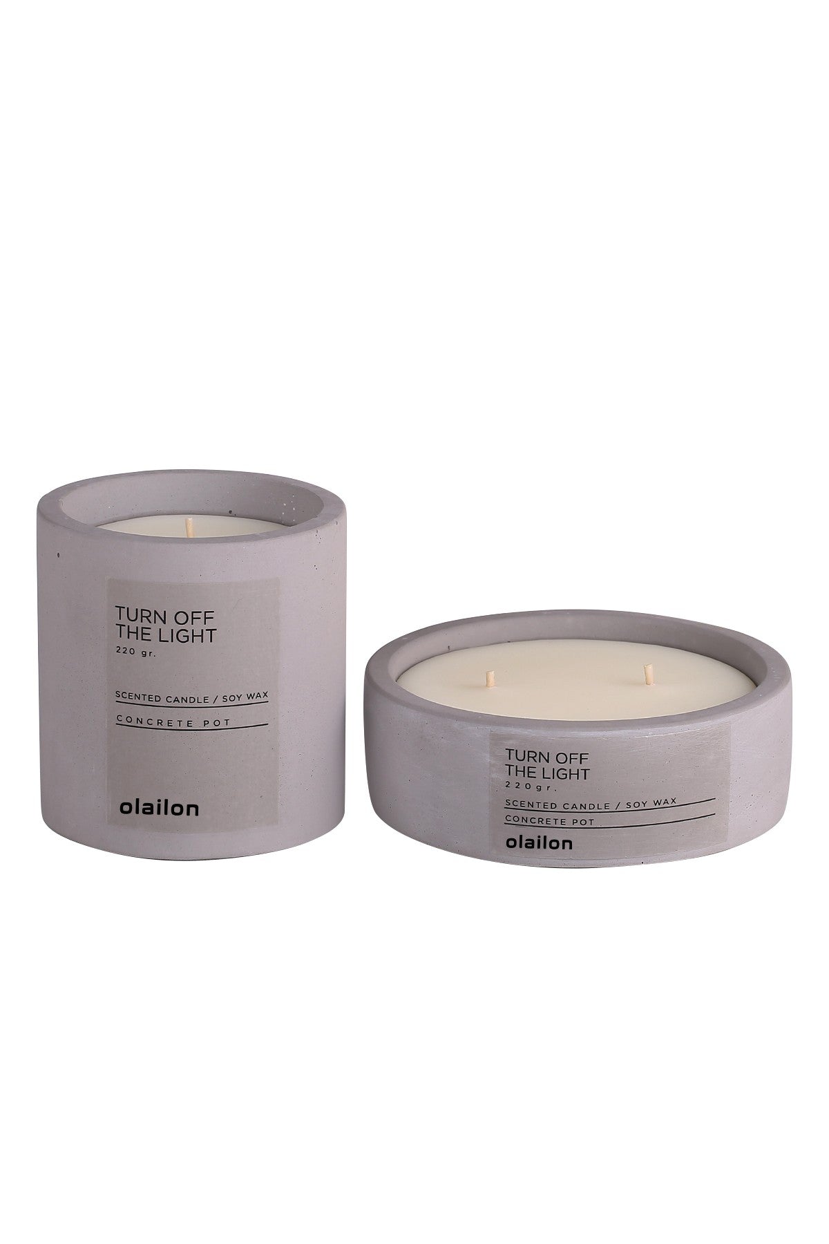 Candle Set of 2 CONCRETE | 665CST1202