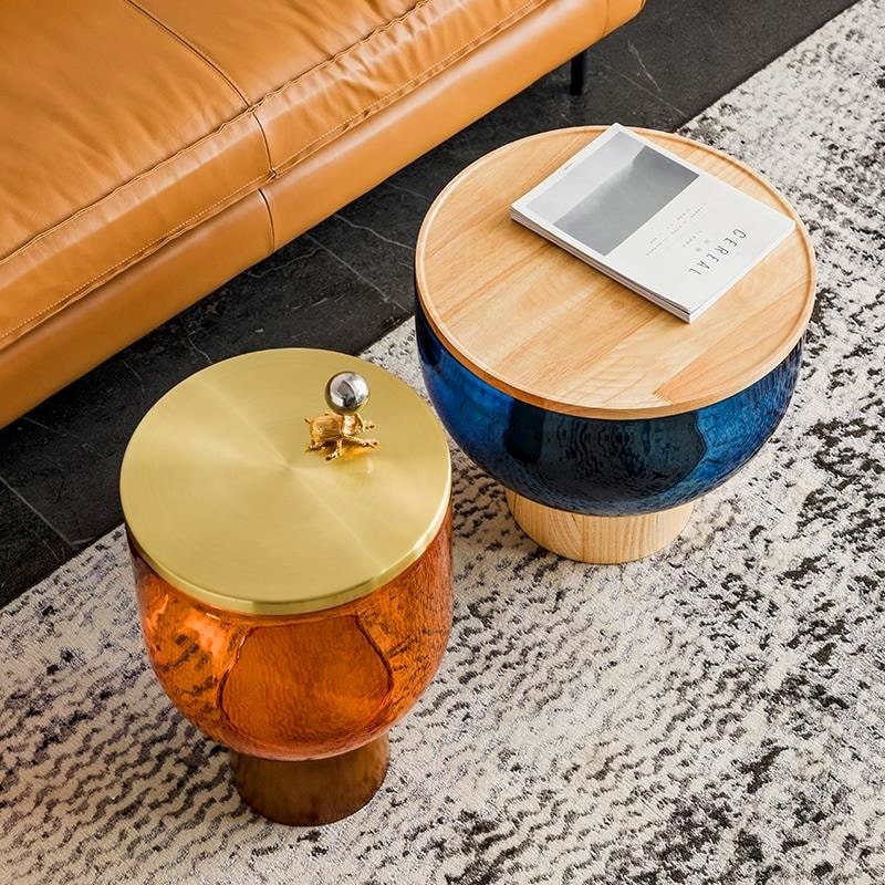 Khon wood and Glass Side table