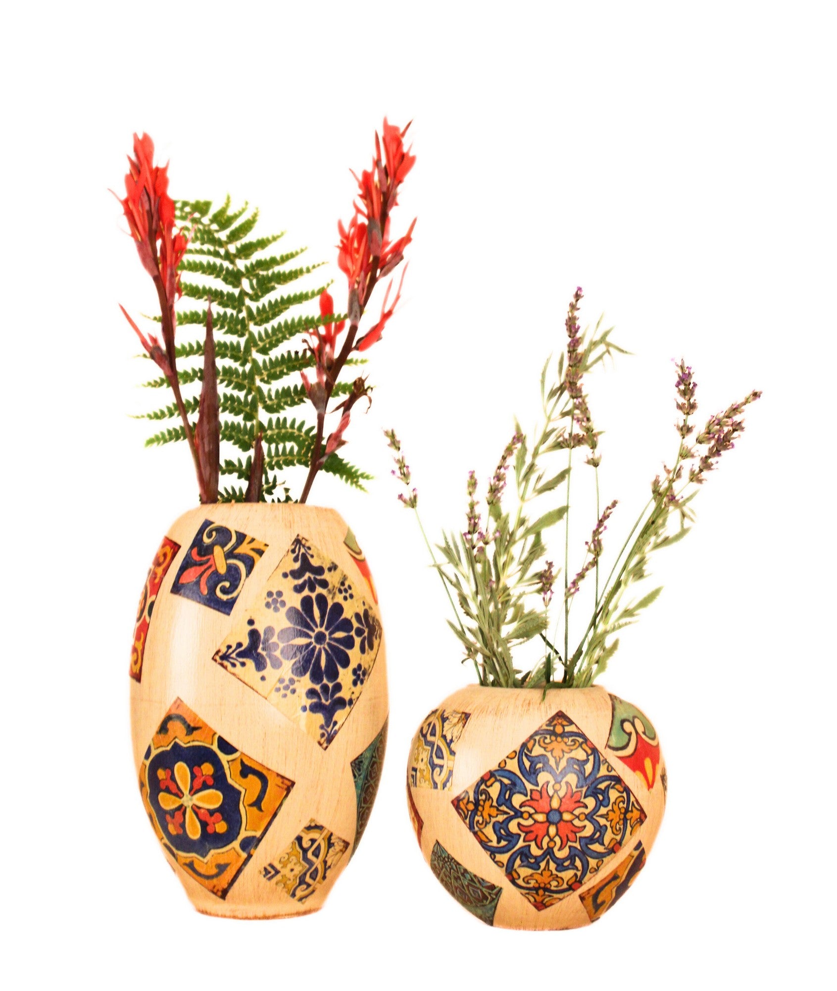 Multicolour Ceramic Decorative Pot Set of 2 – Style 2