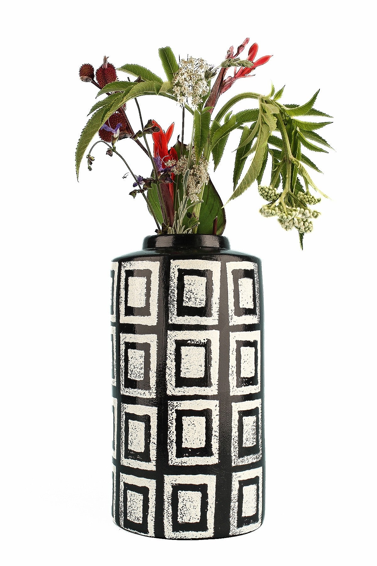 Black and White Ceramic Decorative Pot