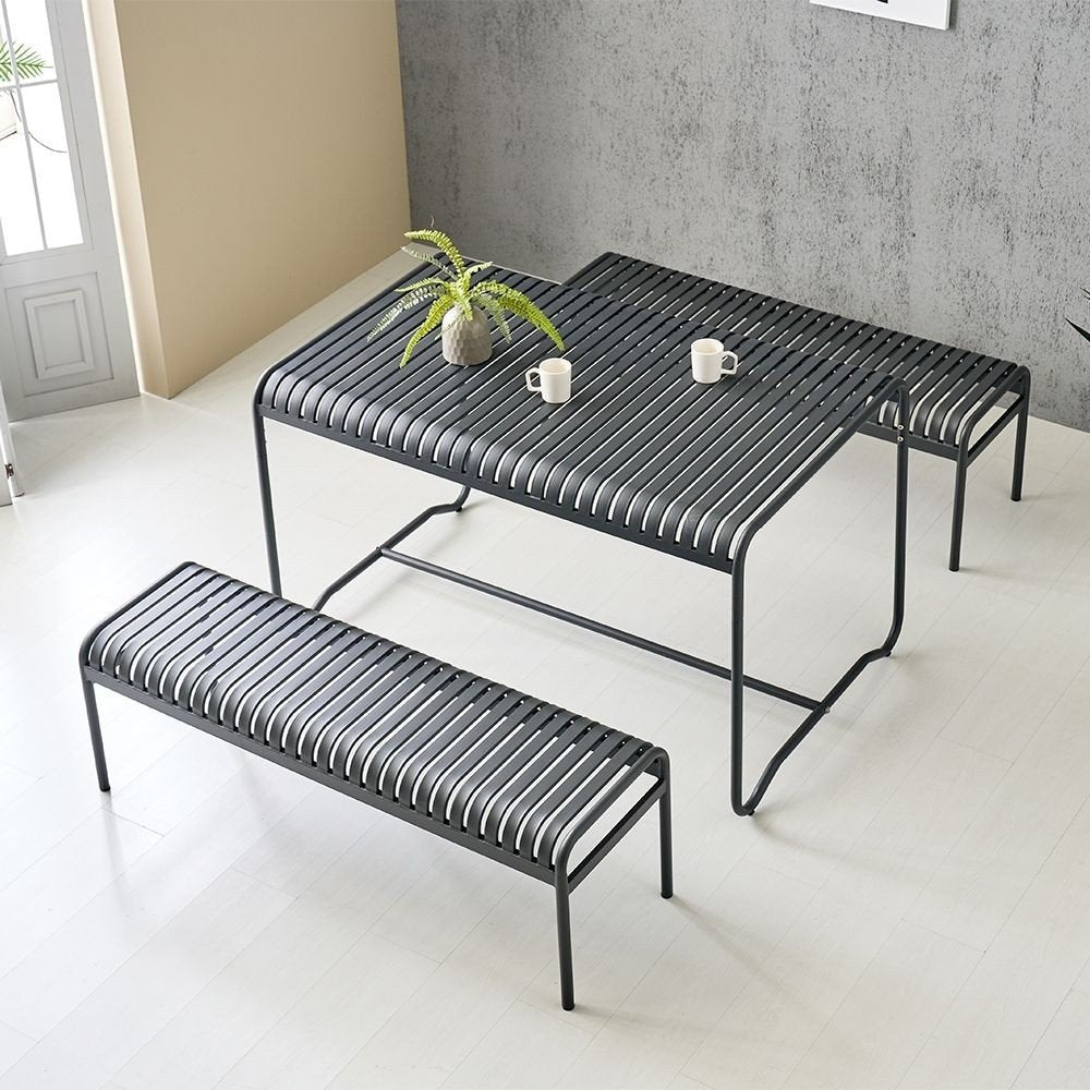 Metal garden bench 3-seater 160cm Slate