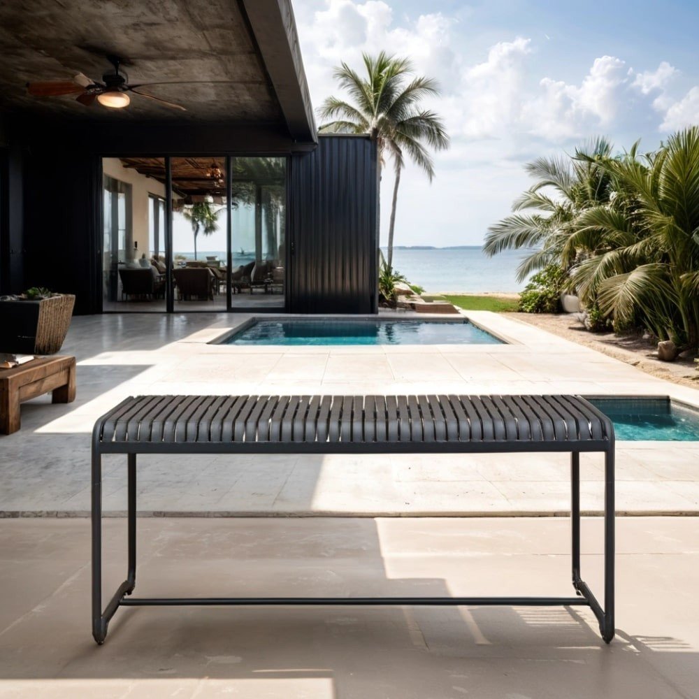 BLACK Modern 180cm metal garden table Banco