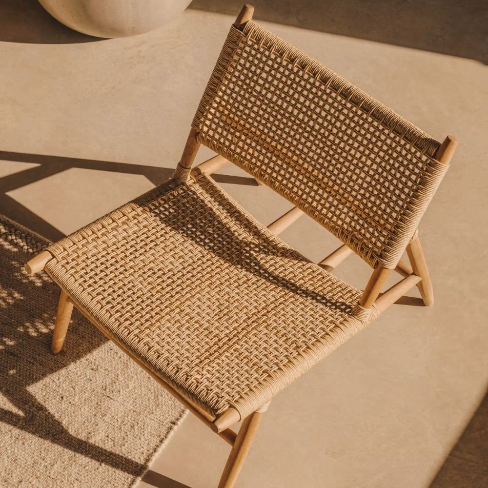 Sturdy garden chair in teak and rattan Acacia