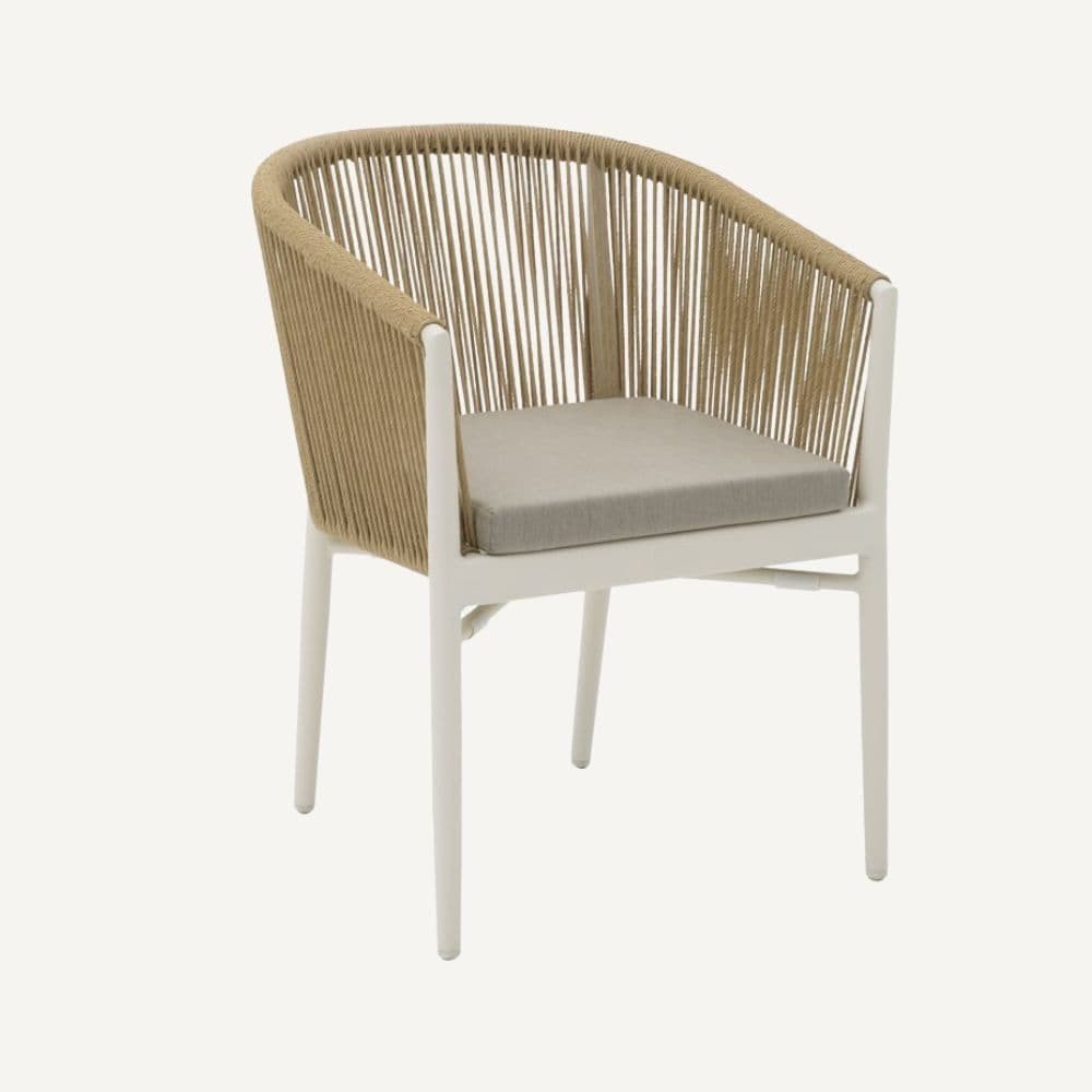 Garden armchair with rope armrests Sereno