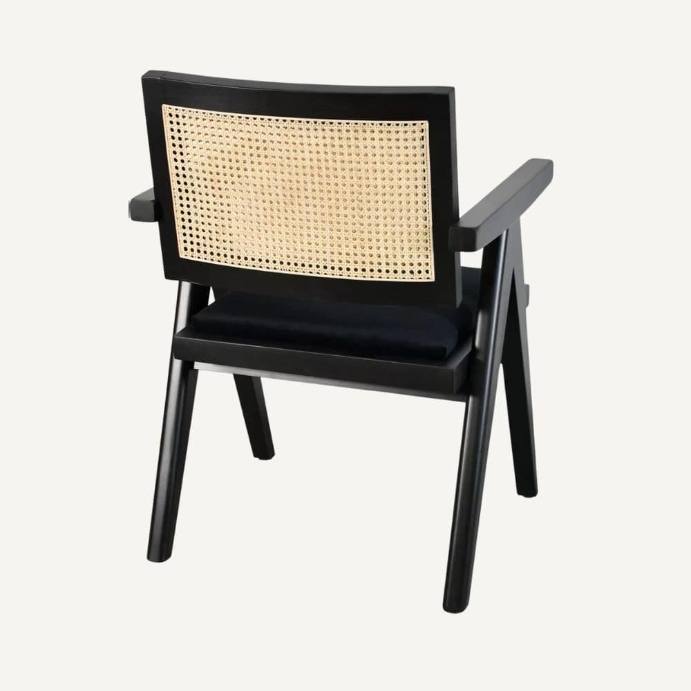 Wood and cane chair with cushion Jeanne