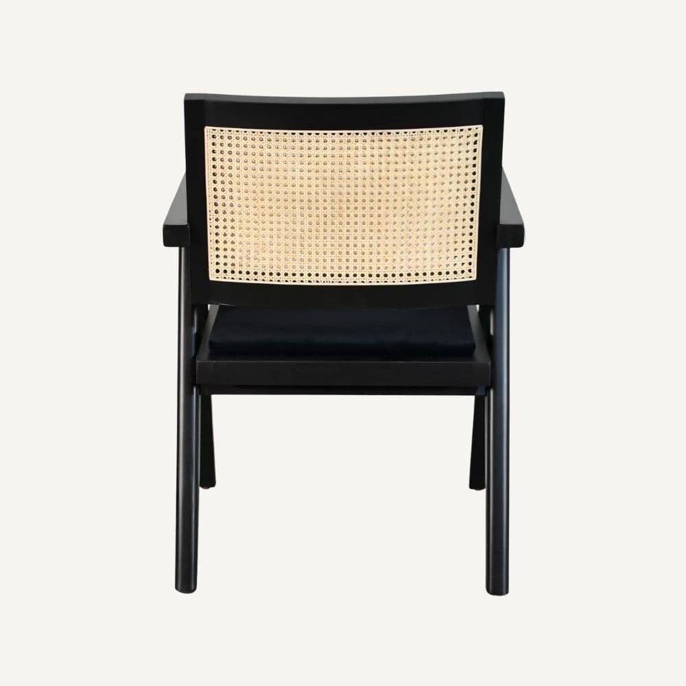 Wood and cane chair with cushion Jeanne