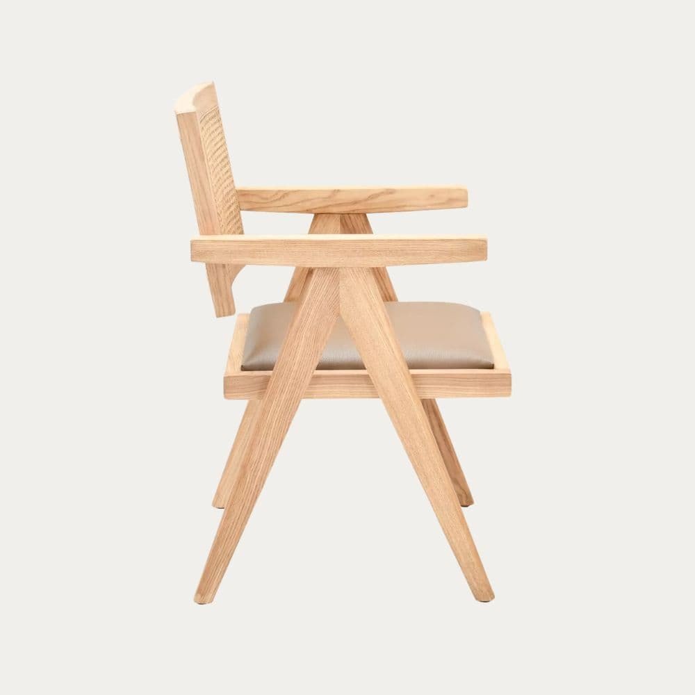 Wood and cane chair with cushion Jeanne