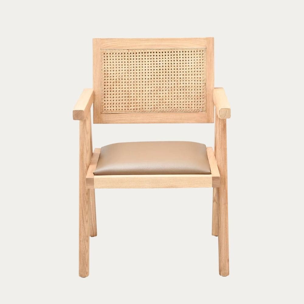 Wood and cane chair with cushion Jeanne