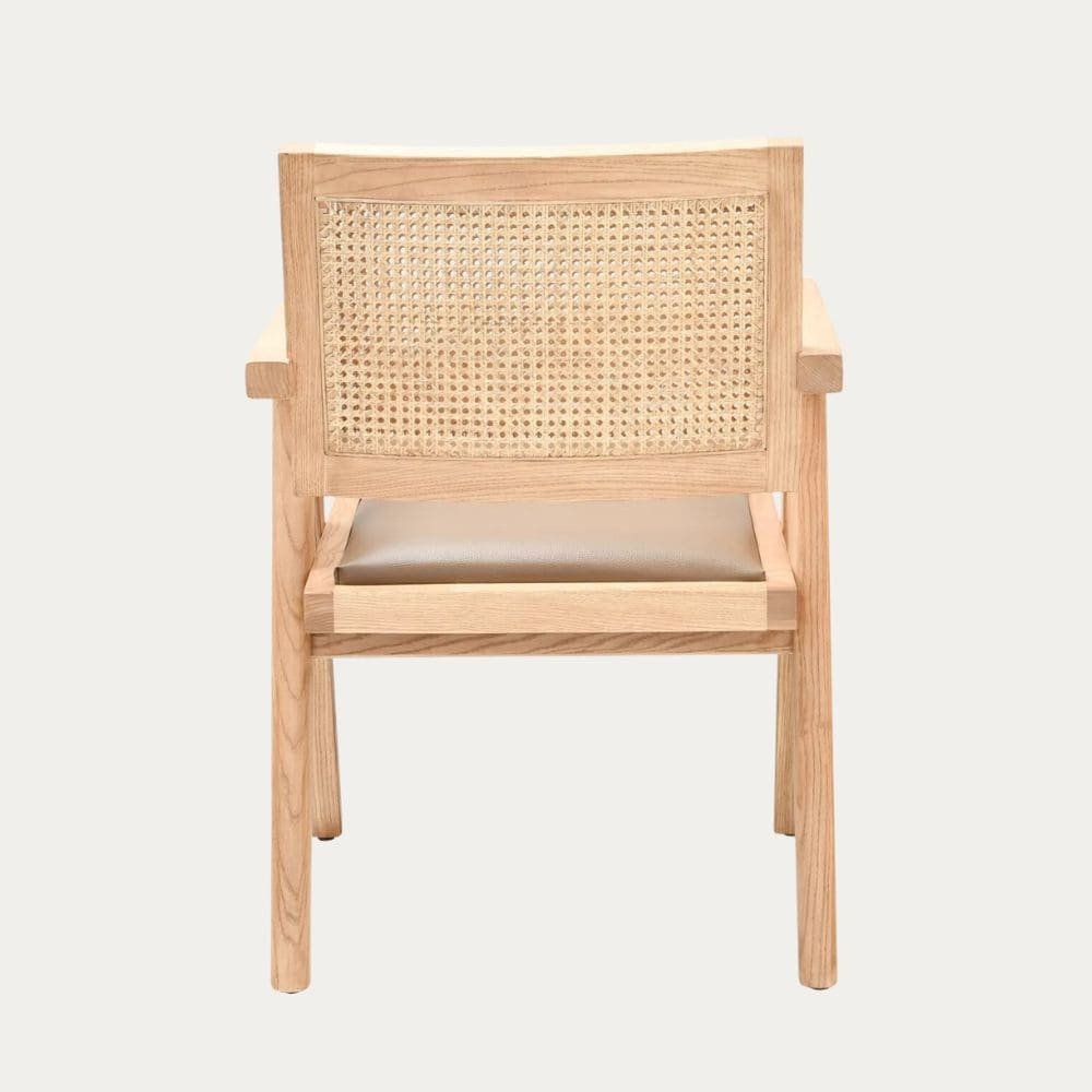 Wood and cane chair with cushion Jeanne