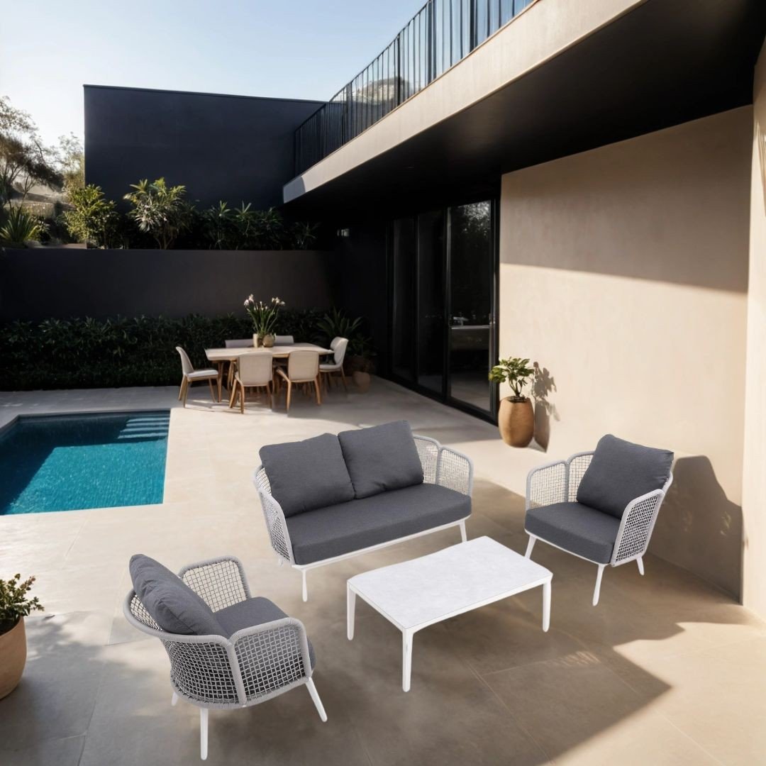Terrace set in fabric and aluminum Parko