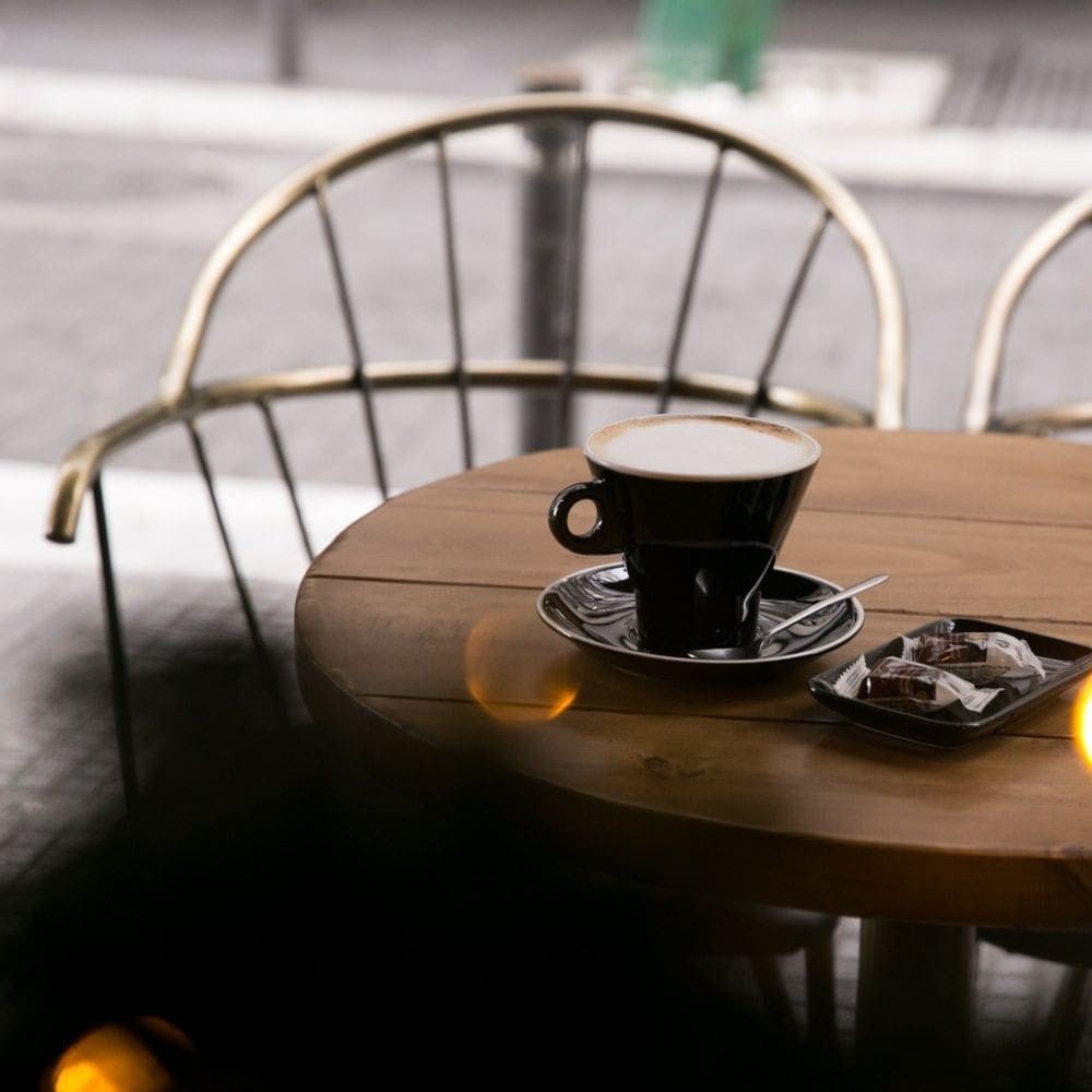 Outdoor metal slat armchairBronzy