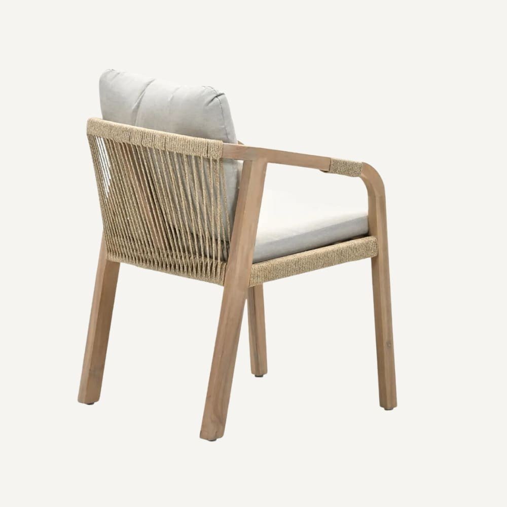 Terrace chair in rattan with armrests Blanco
