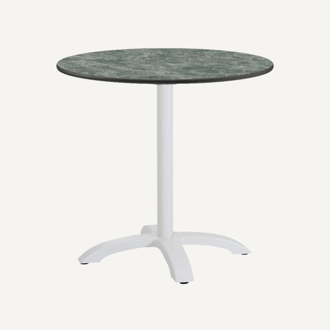 Round Restaurant table in aluminium and HPL Clarty