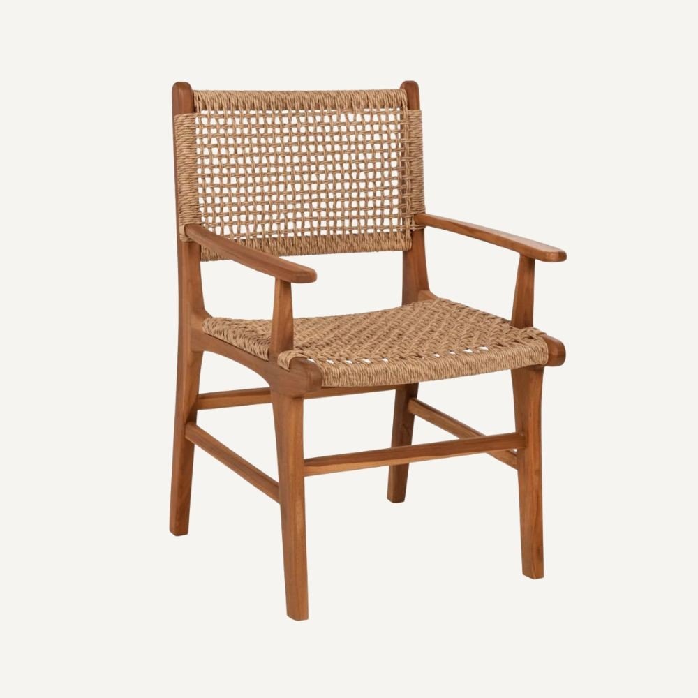 Outdoor chair in teak and rattan Catarina