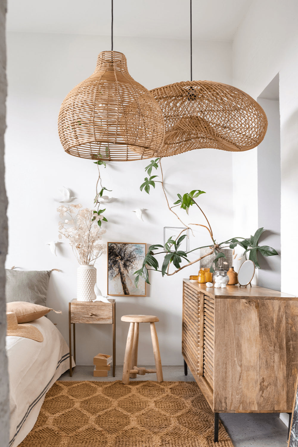 Rattan Bohemian-style Pendant Light