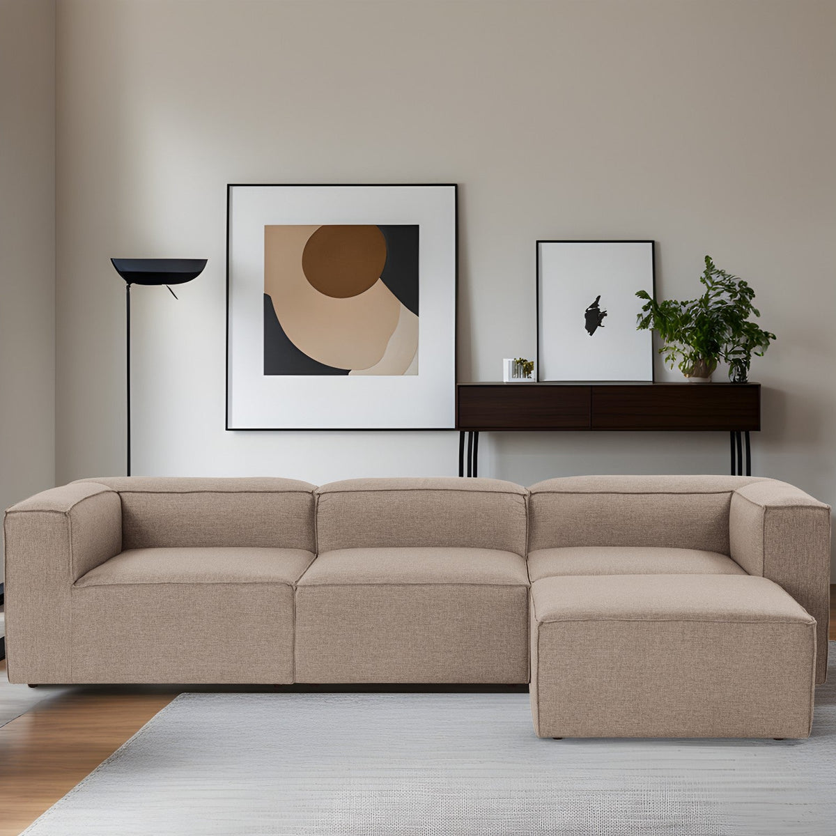 Fora Brown L Shape Corner Sofa Designer Sectional for Living Room