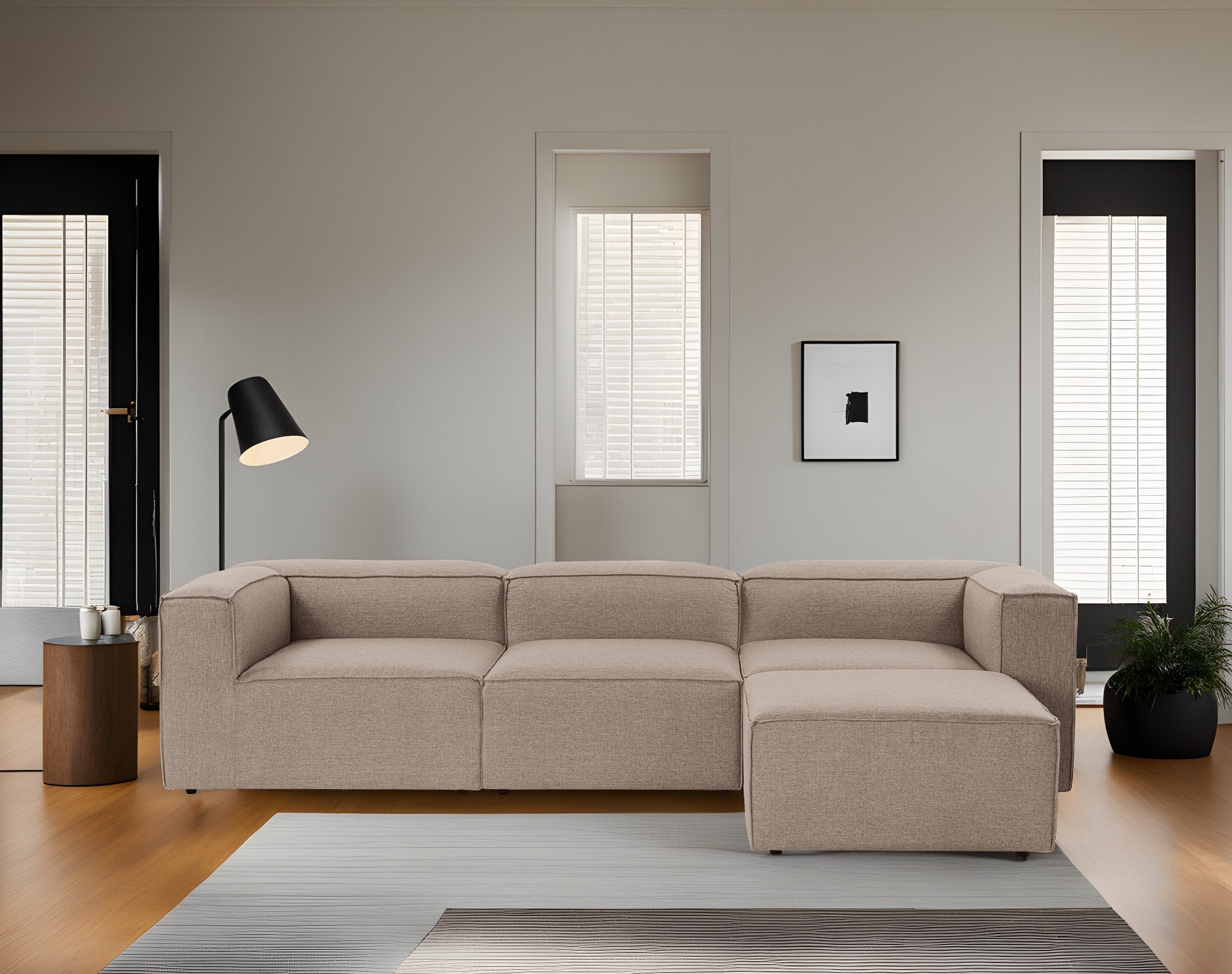 Fora – Brown L Shape Corner Sofa | Designer Sectional for Living Room