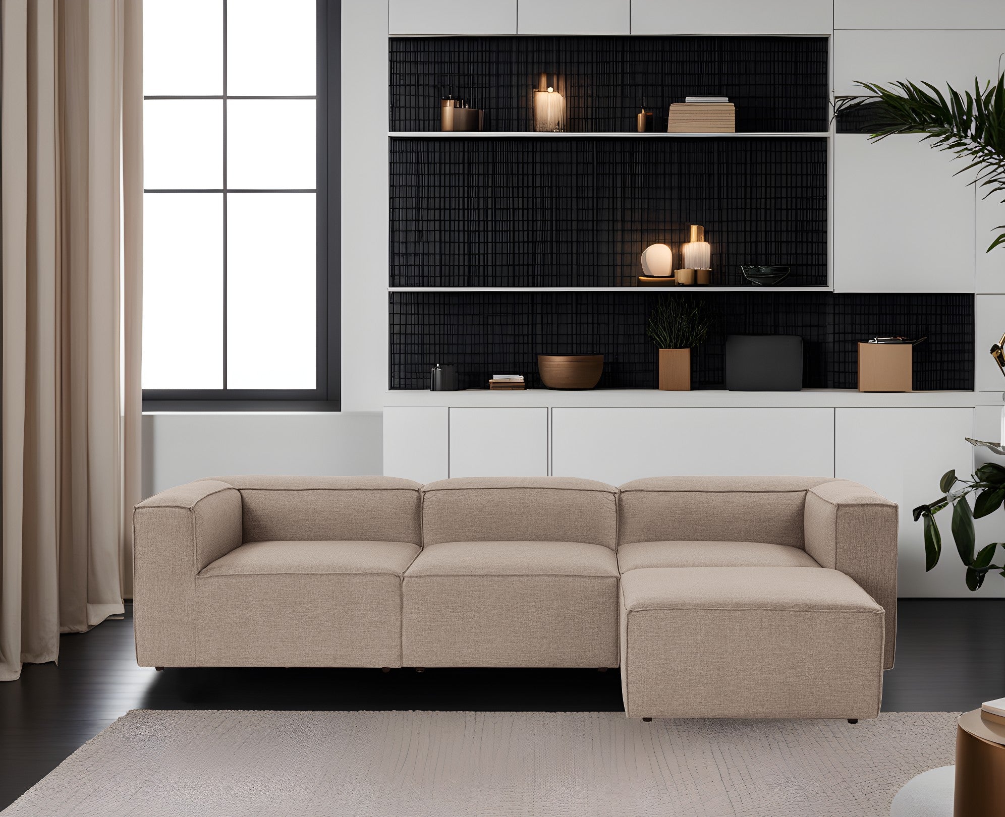 Fora – Brown L Shape Corner Sofa | Designer Sectional for Living Room