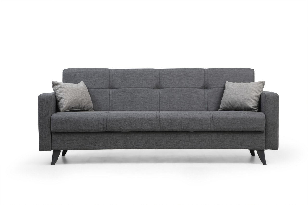 Polya - Dark Grey 3-Seater Sofa Bed | Large Pull-Out Couch for Guests