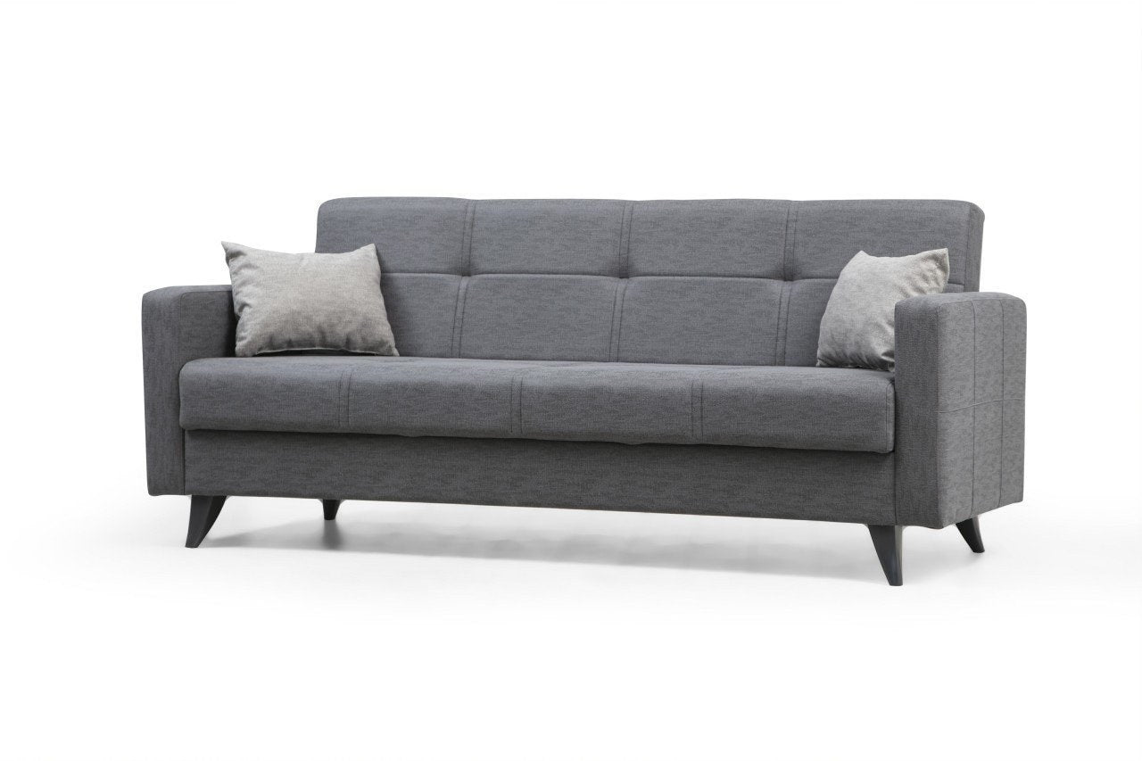 Polya - Dark Grey 3-Seater Sofa Bed | Large Pull-Out Couch for Guests
