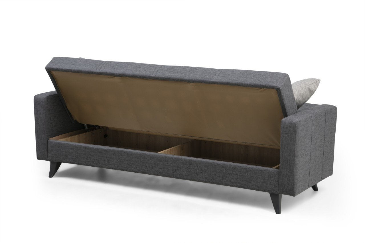 Polya - Dark Grey 3-Seater Sofa Bed | Large Pull-Out Couch for Guests