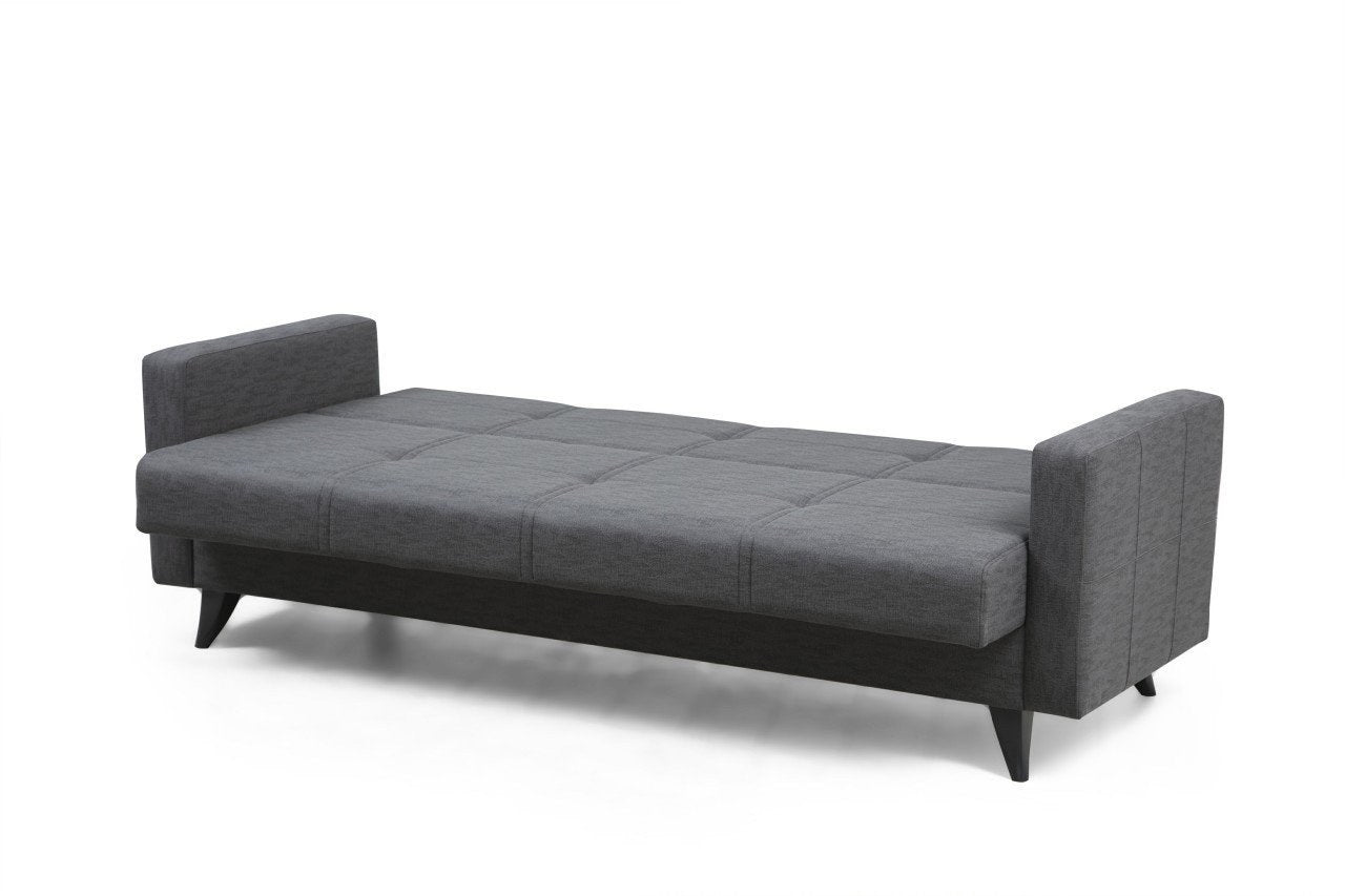 Polya - Dark Grey 3-Seater Sofa Bed | Large Pull-Out Couch for Guests
