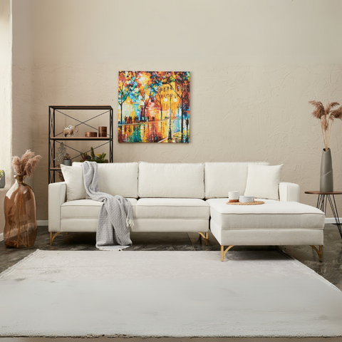 Berlin – Cream
Gold L Shape Corner Sofa | Designer Sectional for Living Room