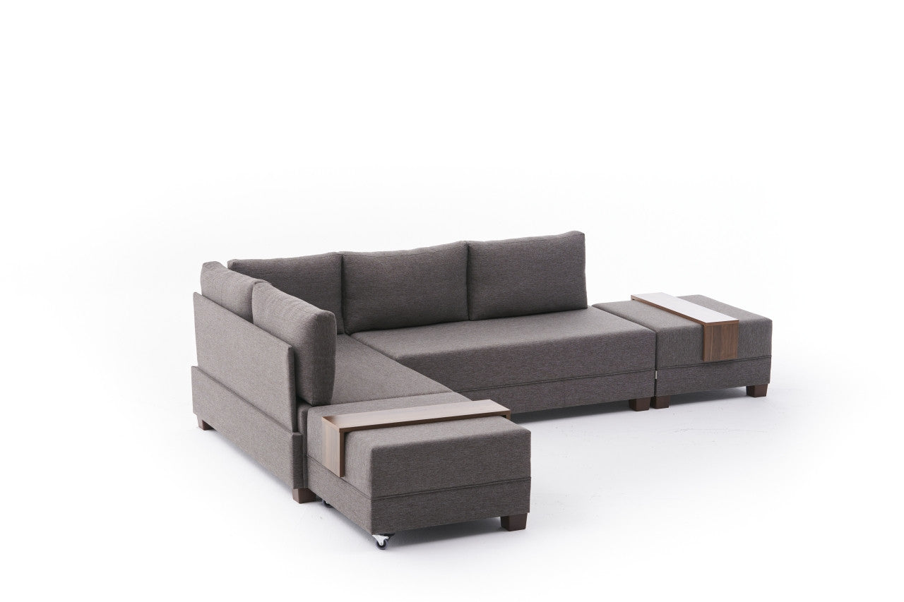 Fly – Brown L Shaped Corner Sofa Bed | Modular Sectional