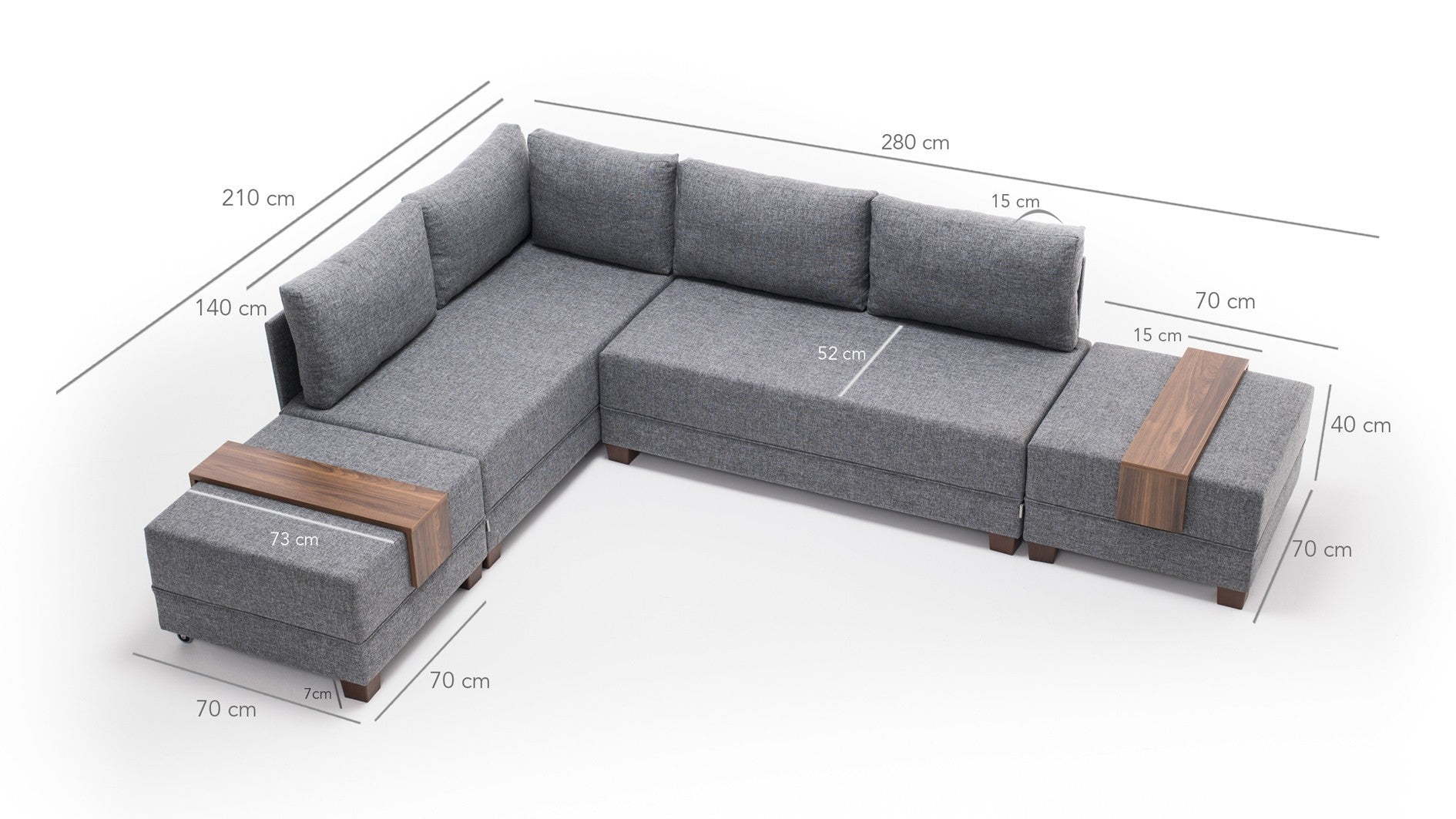 Fly – Grey L Shaped Corner Sofa Bed | Modular Sectional