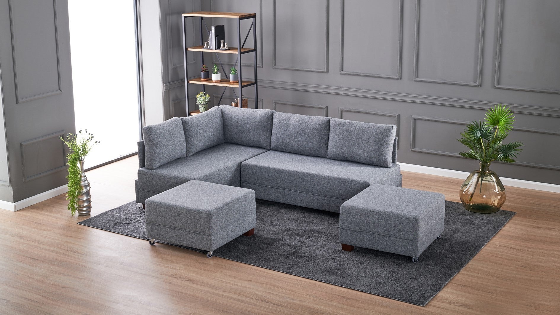Fly – Grey L Shaped Corner Sofa Bed | Modular Sectional