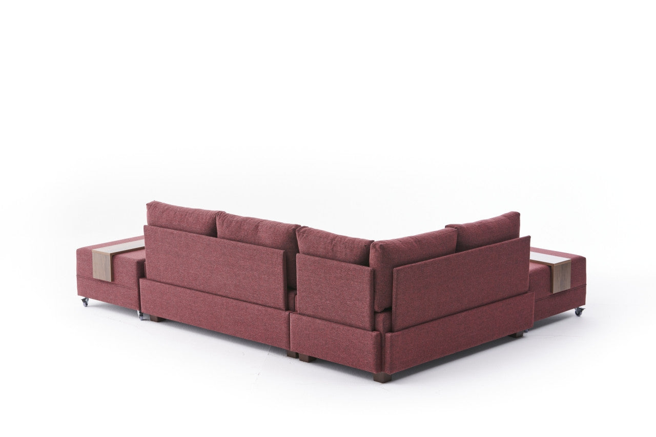 Fly – Claret Red L Shaped Corner Sofa Bed | Modular Sectional