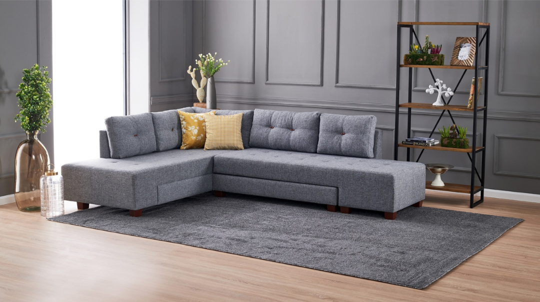 Manama – Grey L Shaped Corner Sofa Bed | Modular Sectional