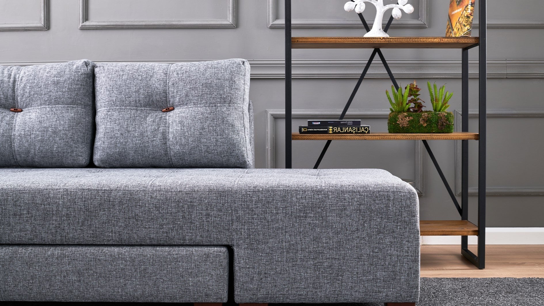 Manama – Grey L Shaped Corner Sofa Bed | Modular Sectional