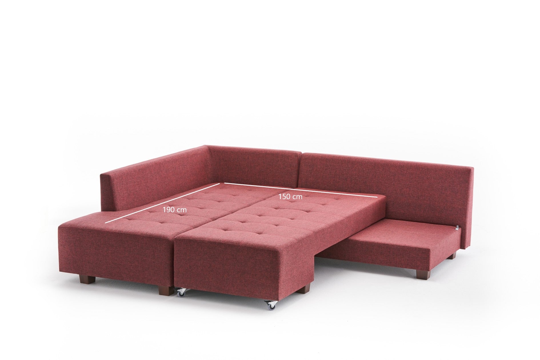 Manama – Claret Red L Shaped Corner Sofa Bed | Modular Sectional