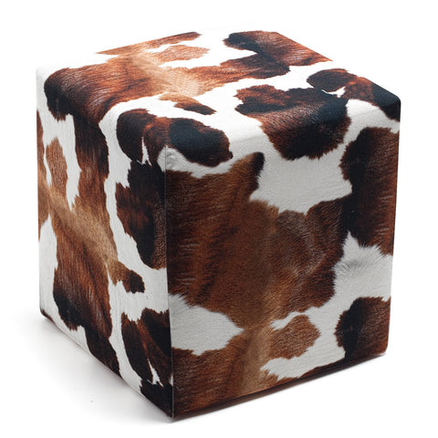 Milky | Brown amd White Pouffe – Modern Upholstered Ottoman