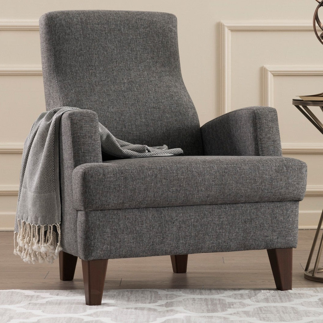 Kana Bergere Dark Grey Wing Chair Designer Lounge Armchair