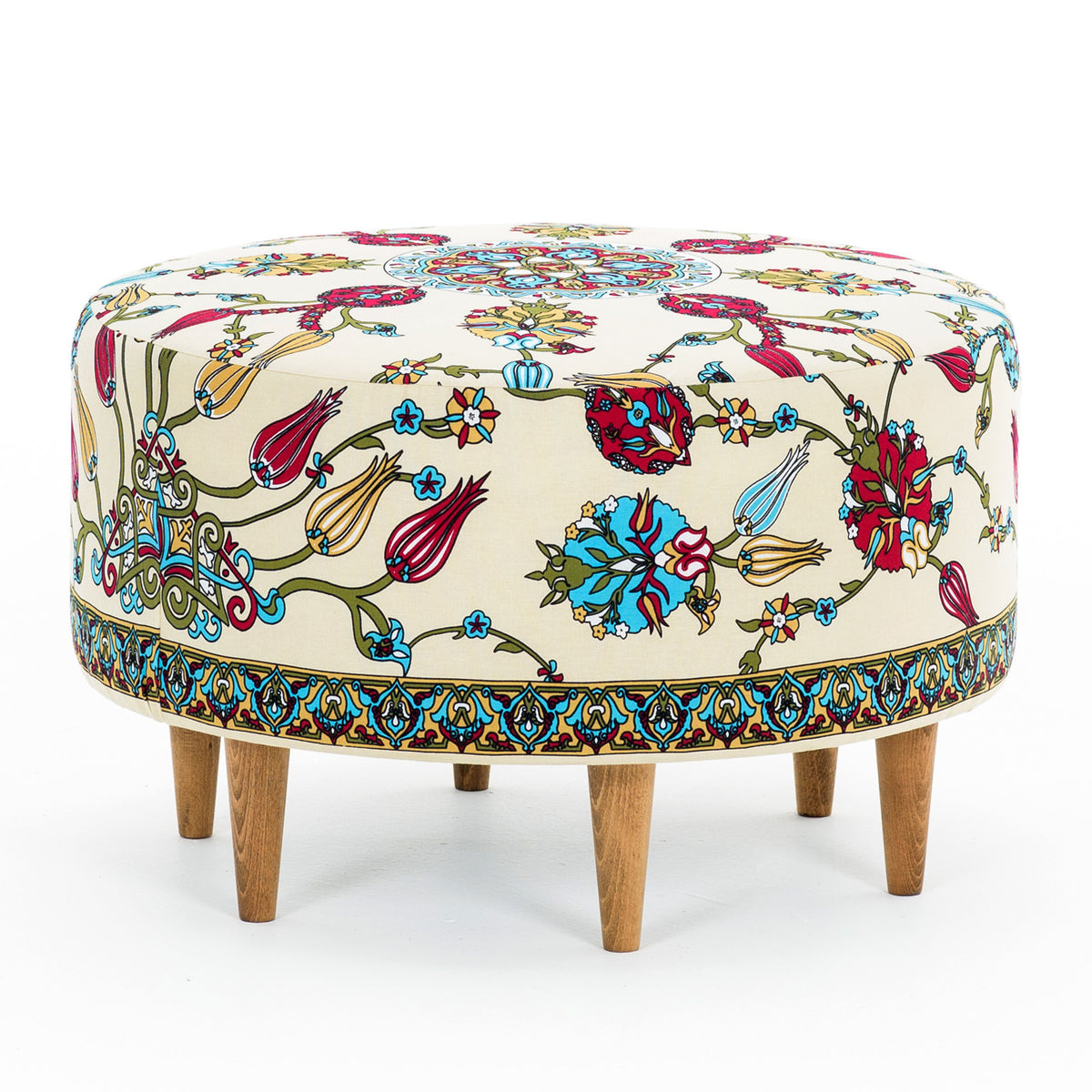 Rimini coloured round Pouffe Modern Upholstered Ottoman