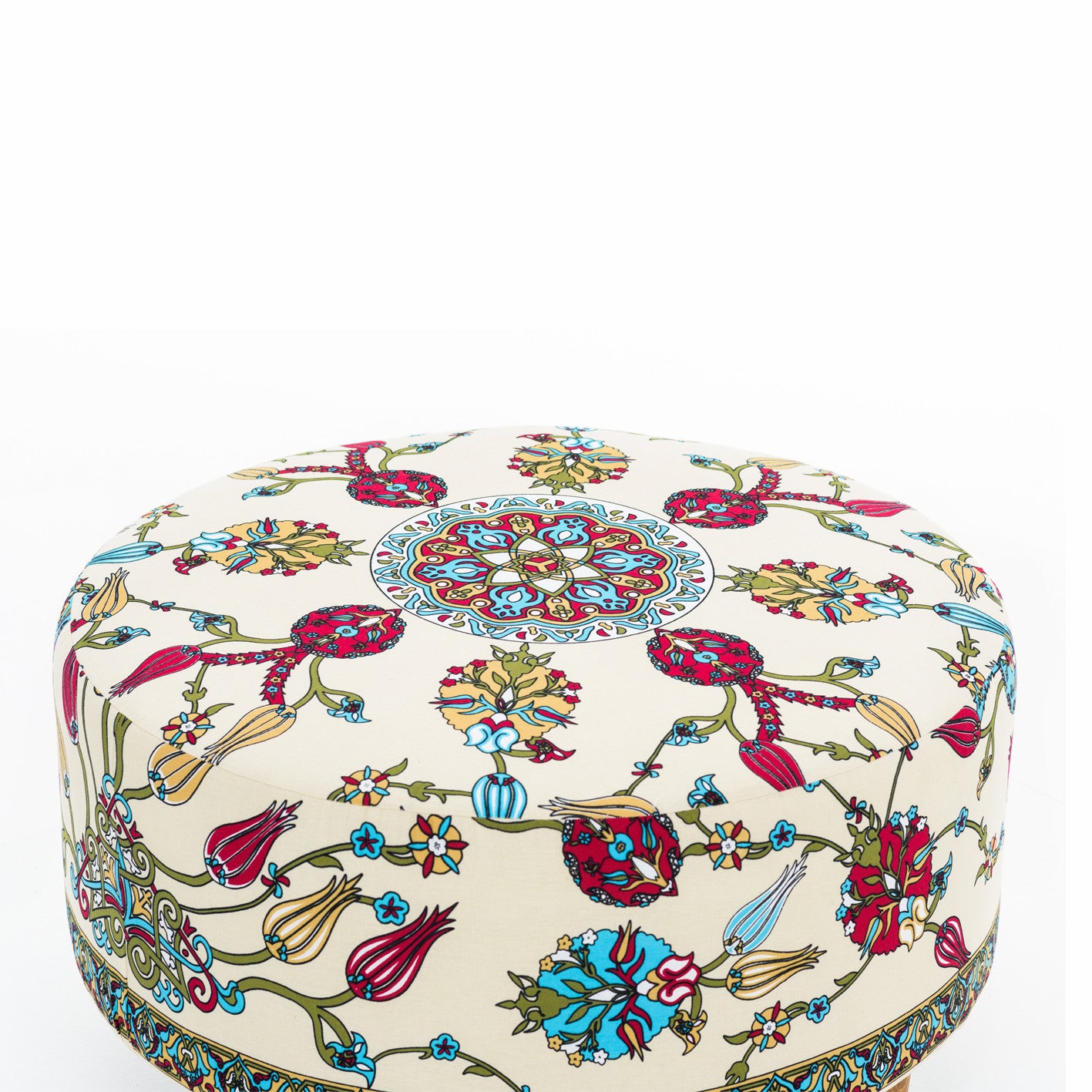 Rimini | coloured round Pouffe – Modern Upholstered Ottoman