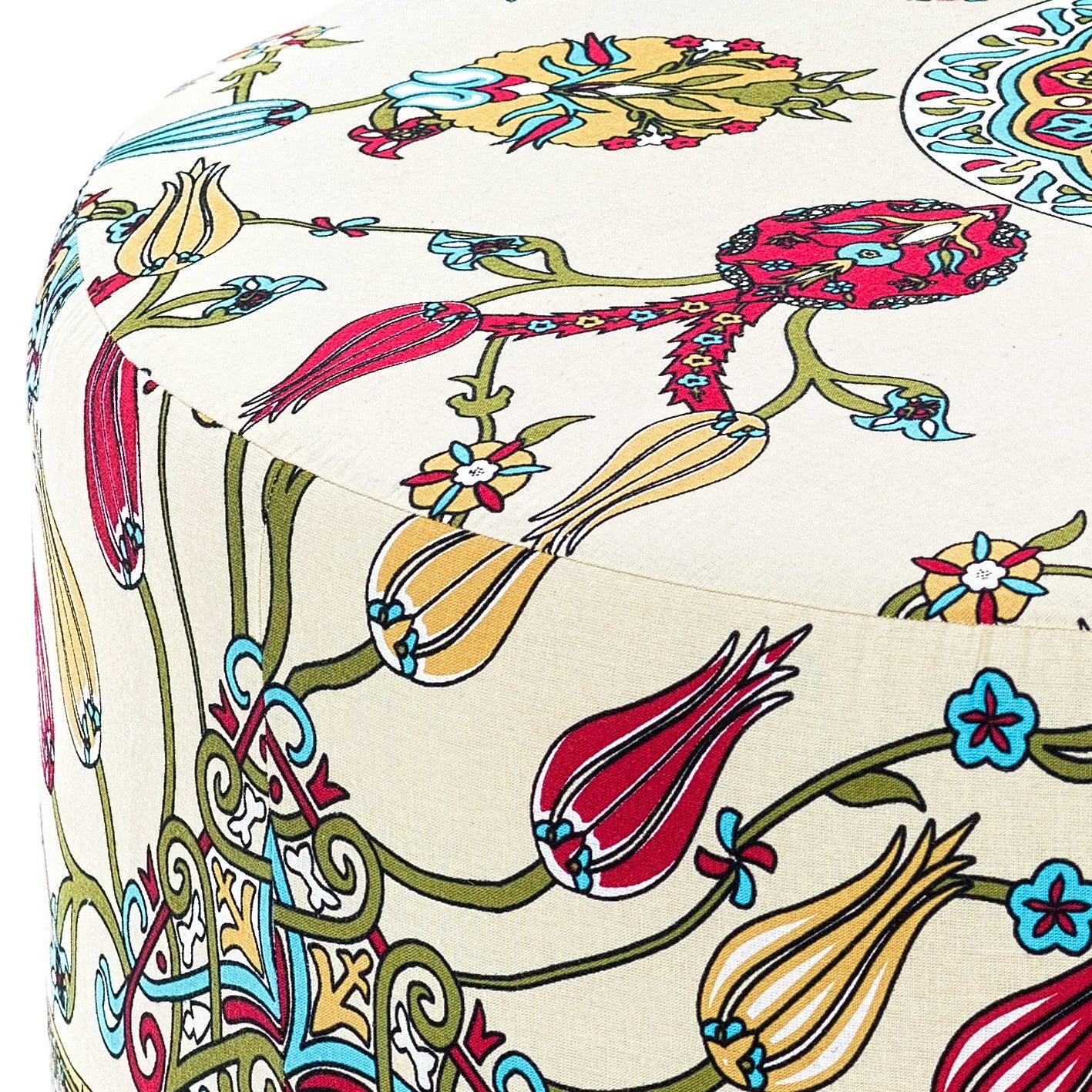 Rimini | coloured round Pouffe – Modern Upholstered Ottoman