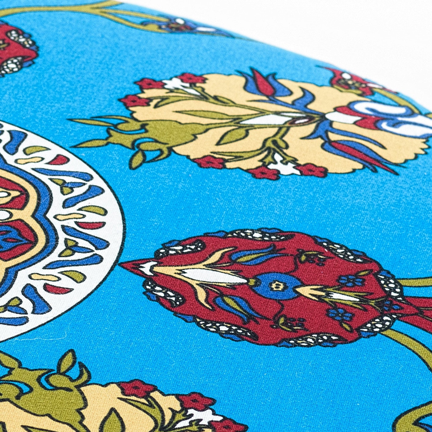 Torino | colored round and blue Pouffe – Modern Upholstered Ottoman