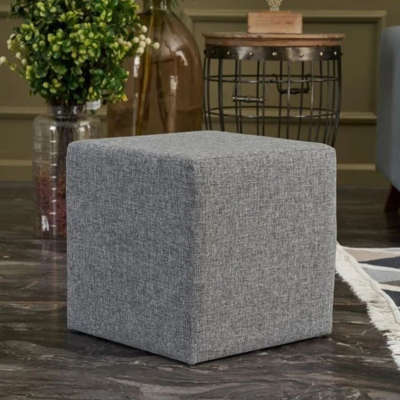 Kare Puf Grey Pouffe Modern Upholstered Ottoman